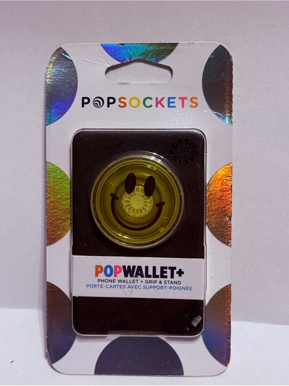 PopSocket PopWallet+ Smiley Phone Wallet & Grip - Yellow Smiley